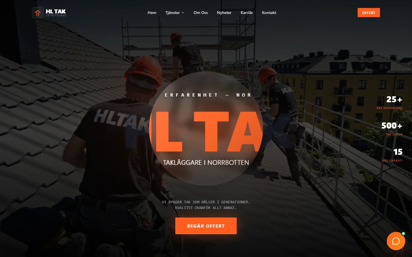 Förhandsvisning av hemsida: HL TAK