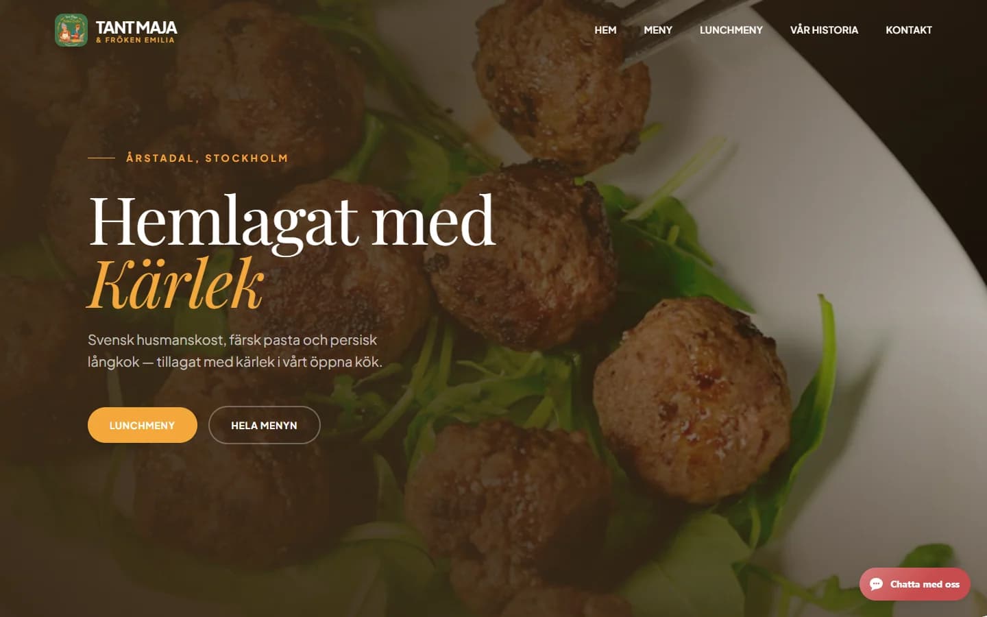 Förhandsvisning av hemsida: Tant Maja & Fröken Emilia